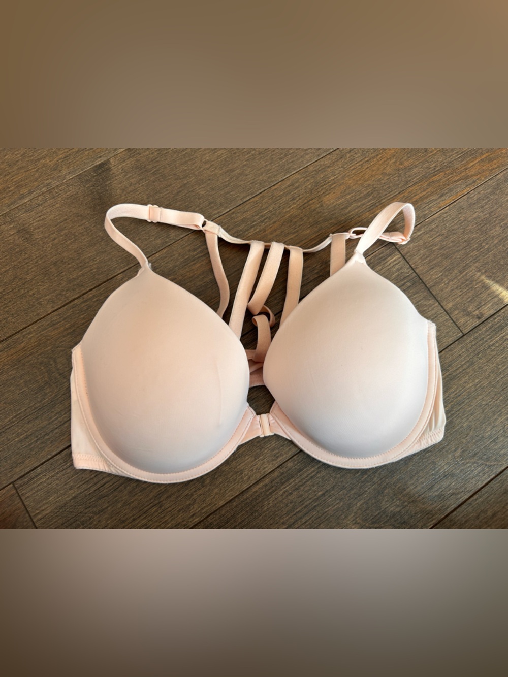 Victoria’s Secret‎ PINK  Blush Strappy Push-Up Bra FRONT CLASP 34D